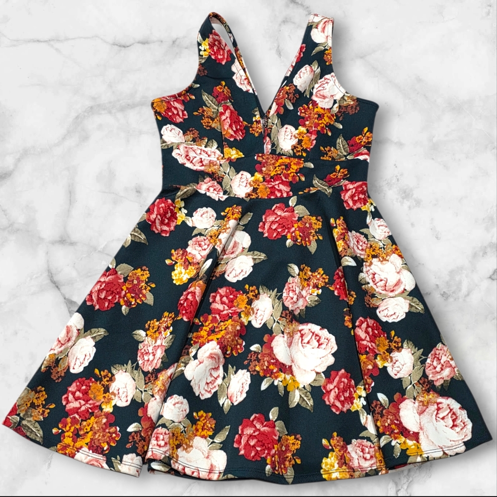 Forever 21 Floral Colorful Sleeveless Dress Size Large- A64